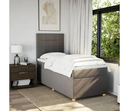 Lova Su Spyruoklėmis Ir Čiužiniu, Taupe, 100X200cm Audinys