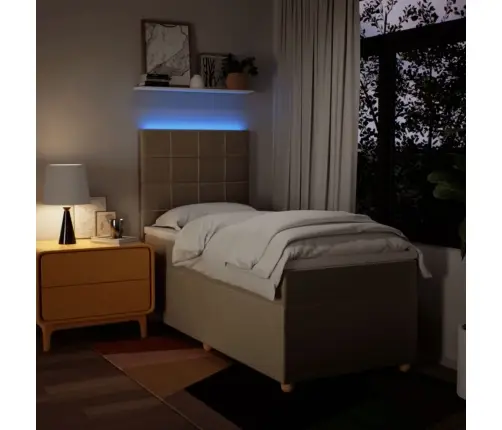 Lova Su Spyruoklėmis Ir Čiužiniu, Kreminė, 100X200cm Audinys