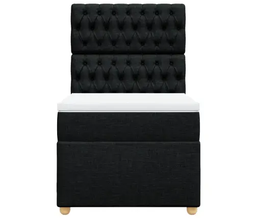 Atsperu Gultas Rāmis Ar Matraci, Melna Audums, 100X200 Cm Vidaxl