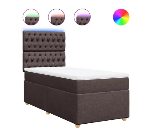 Atsperu Gultas Rāmis Ar Matraci, Tumši Brūna, 100X200Cm, Audums Vidaxl