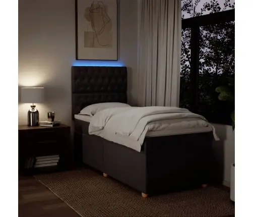 Atsperu Gultas Rāmis Ar Matraci, Tumši Brūna, 100X200Cm, Audums Vidaxl