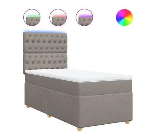 Atsperu Gultas Rāmis Ar Matraci, Pelēkbrūns, 100X200 Cm, Audums Vidaxl