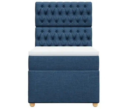 Atsperu Gultas Rāmis Ar Matraci, Zils, 100X200 Cm, Audums Vidaxl