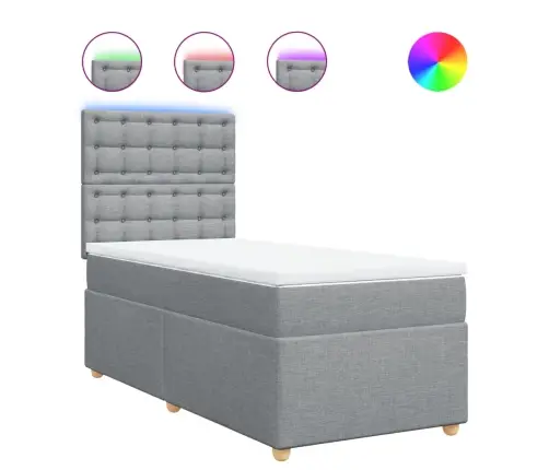 Lova Su Spyruoklėmis Ir Čiužiniu, Pilka, 100X200cm Audinys