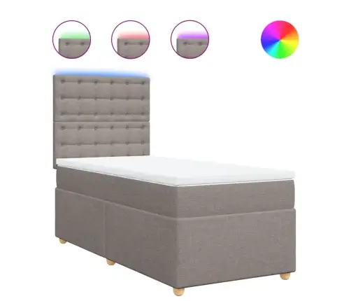 Atsperu Gultas Rāmis Ar Matraci, Pelēkbrūns, 100X200 Cm, Audums Vidaxl