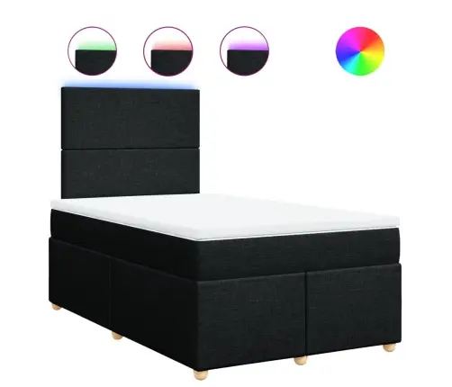 Lova Su Spyruoklėmis Ir Čiužiniu, Juoda, 120X190cm Audinys