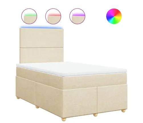 Lova Su Spyruoklėmis Ir Čiužiniu, Kreminė, 120X190cm Audinys