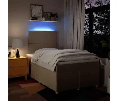 Lova Su Spyruoklėmis Ir Čiužiniu, Kreminė, 120X190cm Audinys