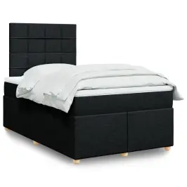 Atsperu Gulta Ar Matraci, Melns Audums, 120X190 Cm Vidaxl Atsperu Gulta Ar Matraci, Melns Audums, 120X190 Cm Vidaxl