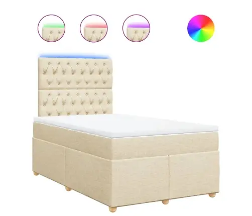 Atsperu Gulta Ar Matraci, Krēmkrāsas Audums, 120X190 Cm Vidaxl