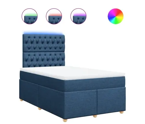 Lova Su Spyruoklėmis Ir Čiužiniu, Mėlyna, 120X190cm Audinys