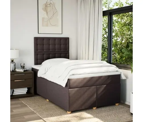 Atsperu Gulta Ar Matraci, Tumši Brūns Audums, 120X190 Cm Vidaxl