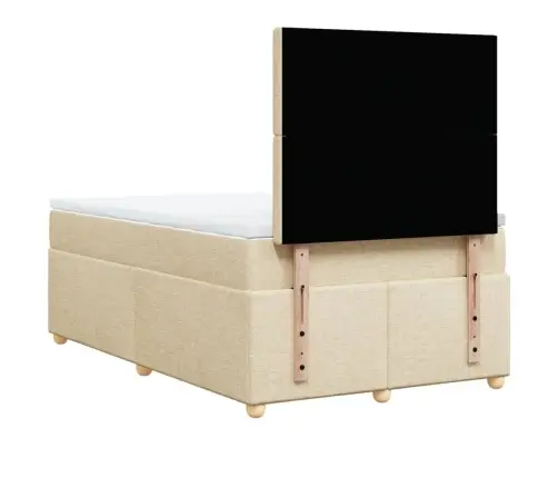 Lova Su Spyruoklėmis Ir Čiužiniu, Kreminė, 120X190cm Audinys