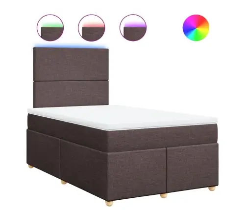 Atsperu Gultas Rāmis Ar Matraci, Tumši Brūna, 120X200Cm, Audums Vidaxl