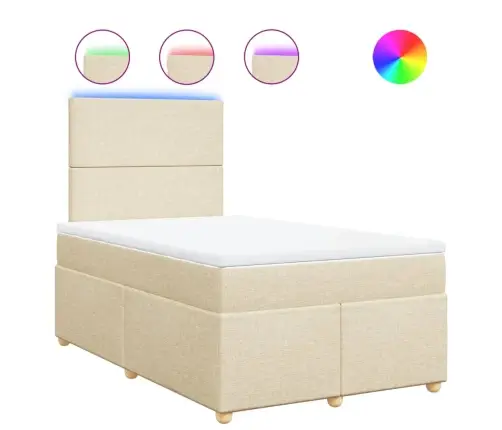 Atsperu Gultas Rāmis Ar Matraci, Krēmkrāsas, 120X200 Cm, Audums Vidaxl