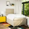 Atsperu Gultas Rāmis Ar Matraci, Krēmkrāsas, 120X200 Cm, Audums Vidaxl