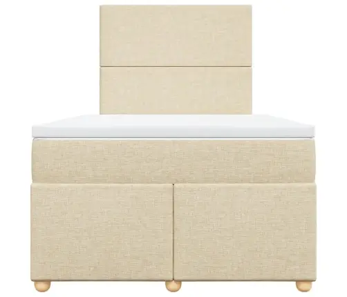 Atsperu Gultas Rāmis Ar Matraci, Krēmkrāsas, 120X200 Cm, Audums Vidaxl