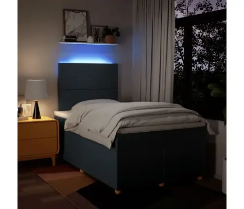 Atsperu Gultas Rāmis Ar Matraci, Zils, 120X200 Cm, Audums Vidaxl