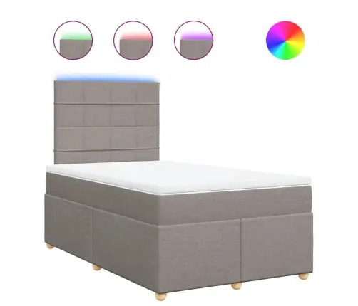 Atsperu Gultas Rāmis Ar Matraci, Pelēkbrūns, 120X200 Cm, Audums Vidaxl