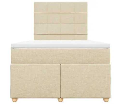 Lova Su Spyruoklėmis Ir Čiužiniu, Kreminė, 120X200 cm Audinys