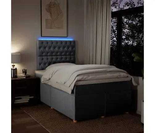 Atsperu Gulta Ar Matraci, Gaiši Pelēka Audums, 120X200Cm Vidaxl