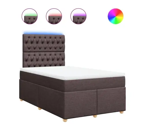 Atsperu Gultas Rāmis Ar Matraci, Tumši Brūna, 120X200Cm, Audums Vidaxl