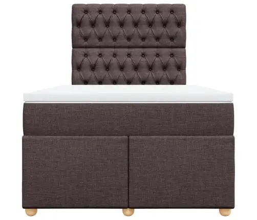 Atsperu Gultas Rāmis Ar Matraci, Tumši Brūna, 120X200Cm, Audums Vidaxl