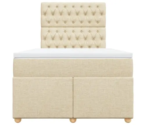 Atsperu Gultas Rāmis Ar Matraci, Krēmkrāsas, 120X200 Cm, Audums Vidaxl