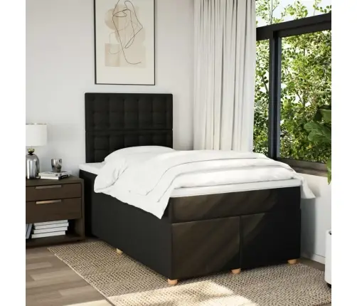 Lova Su Spyruoklėmis Ir Čiužiniu, Juoda, 120X200 cm Audinys