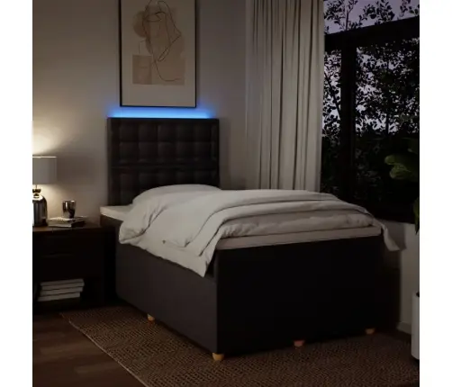 Atsperu Gultas Rāmis Ar Matraci, Tumši Brūna, 120X200Cm, Audums Vidaxl