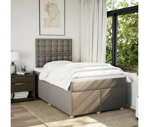 Lova Su Spyruoklėmis Ir Čiužiniu, Taupe, 120X200 cm Audinys Lova Su Spyruoklėmis Ir Čiužiniu, Taupe, 120X200 cm Audinys