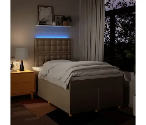 Lova Su Spyruoklėmis Ir Čiužiniu, Kreminė, 120X200 cm Audinys