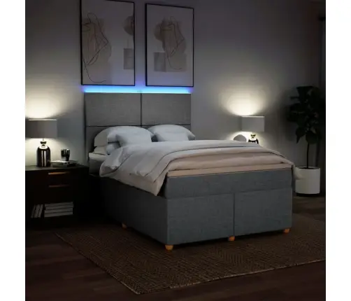 Atsperu Gulta Ar Matraci, Gaiši Pelēka Audums, 140X190 Cm Vidaxl