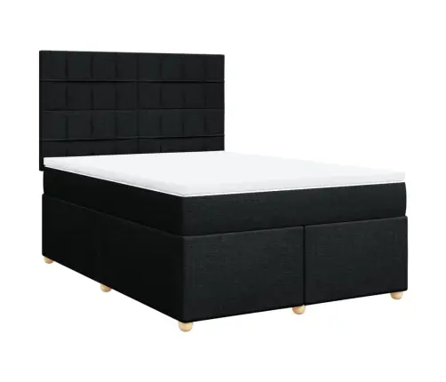Atsperu Gulta Ar Matraci, Melna Audums, 140X190 Cm Vidaxl Atsperu Gulta Ar Matraci, Melna Audums, 140X190 Cm Vidaxl
