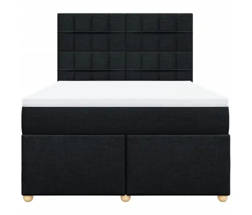 Atsperu Gulta Ar Matraci, Melna Audums, 140X190 Cm Vidaxl Atsperu Gulta Ar Matraci, Melna Audums, 140X190 Cm Vidaxl
