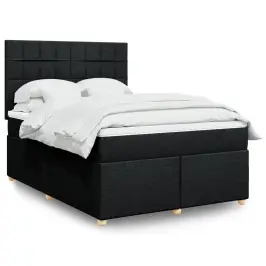 Atsperu Gulta Ar Matraci, Melna Audums, 140X190 Cm Vidaxl Atsperu Gulta Ar Matraci, Melna Audums, 140X190 Cm Vidaxl