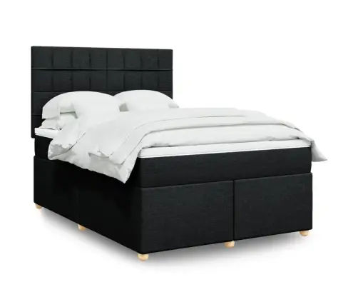 Atsperu Gulta Ar Matraci, Melna Audums, 140X190 Cm Vidaxl Atsperu Gulta Ar Matraci, Melna Audums, 140X190 Cm Vidaxl