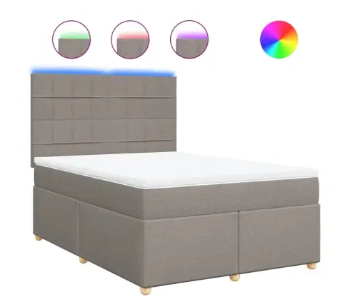 Atsperu Gulta Ar Matraci, Pelēkbrūns Audums, 140X190 Cm Vidaxl