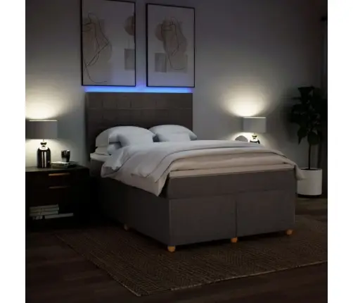 Atsperu Gulta Ar Matraci, Pelēkbrūns Audums, 140X190 Cm Vidaxl