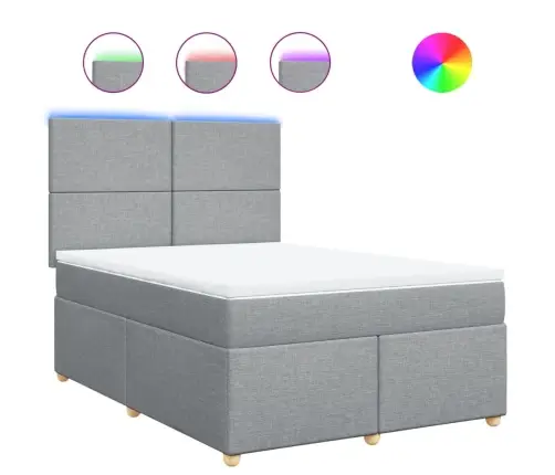 Atsperu Gultas Rāmis Ar Matraci, Gaiši Pelēka Audums, 140X200Cm Vidaxl