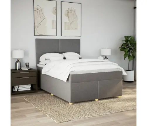 Lova Su Spyruoklėmis Ir Čiužiniu, Taupe, 140X200 cm Audinys