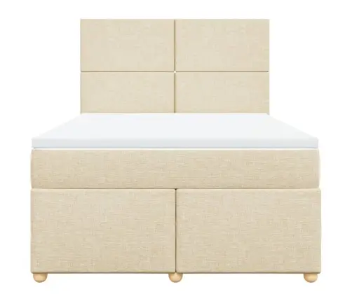 Atsperu Gulta Ar Matraci, Krēmkrāsas, 140X200 Cm, Audums Vidaxl