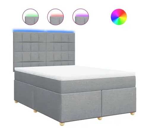 Atsperu Gultas Rāmis Ar Matraci, Gaiši Pelēka Audums, 140X200Cm Vidaxl