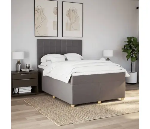 Lova Su Spyruoklėmis Ir Čiužiniu, Taupe, 140X200 cm Audinys