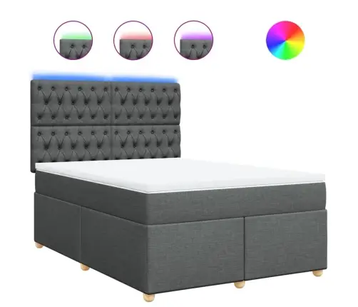 Lova Su Spyruoklėmis/Čiužiniu,Tamsiai Pilka, 140X200cm Audinys