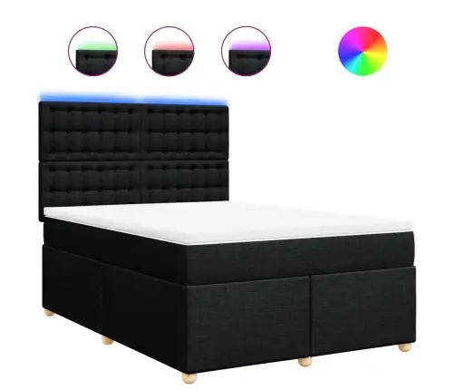 Atsperu Gulta Ar Matraci, Melna, 140X200 Cm, Audums Vidaxl