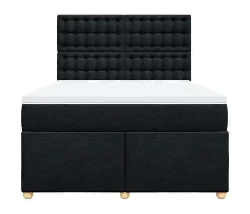 Atsperu Gulta Ar Matraci, Melna, 140X200 Cm, Audums Vidaxl