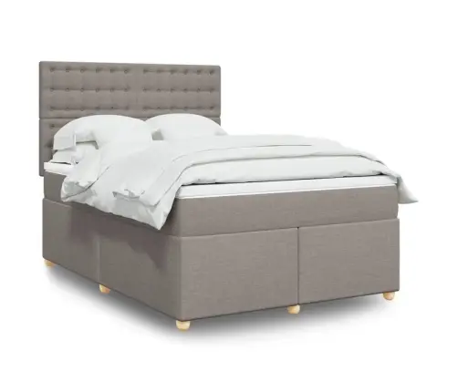 Atsperu Gulta Ar Matraci, Pelēkbrūns, 140X200 Cm, Audums Vidaxl