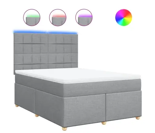 Atsperu Gulta Ar Matraci, Gaiši Pelēka Audums, 160X200 Cm Vidaxl