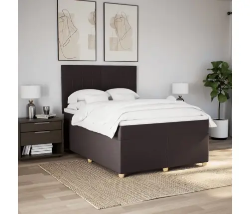 Atsperu Gulta Ar Matraci, Tumši Brūns, 160X200 Cm, Audums Vidaxl